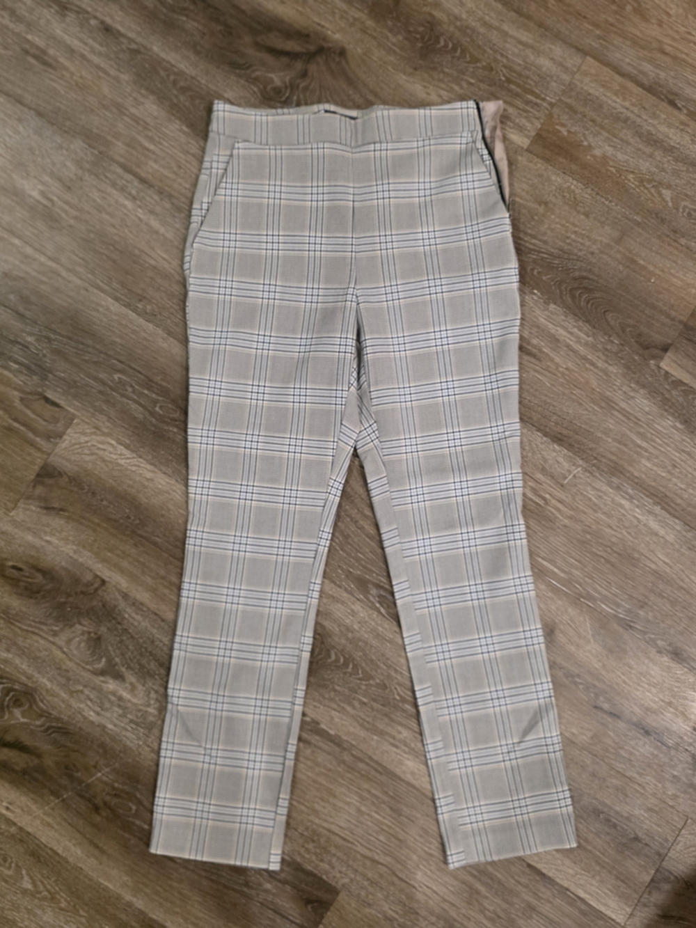 Zara Beige Plaid Skinny Pants